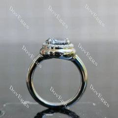 Octagon candy button halo stardust grey moissanite engagement ring| DovEggs