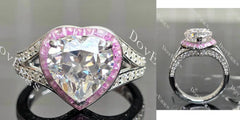 Beth's Bella-Heart halo split shanks pave lab diamond engagement ring semi-mount only(Exclusively to DovEggs Stones)