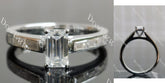 Emerald Erin-Emerald channel set moissanite engagement ring| DovEggs