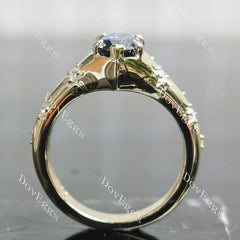 Bezel art deco pave engagement ring semi-mount only(Exclusively to DovEggs Stones)
