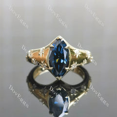 Marquise art deco twilight blue moissanite engagement ring| DovEggs