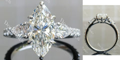 Marquise side stones pave moissanite engagement ring| DovEggs