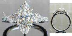 Side stone pave lab diamond engagement ring semi-mount only(Exclusively to DovEggs Stones)