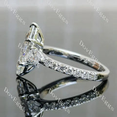 Side stone pave lab diamond engagement ring semi-mount only(Exclusively to DovEggs Stones)
