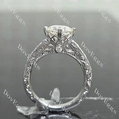Rachael Vintage carved pave lab diamond engagement ring semi-mount only(Exclusively to DovEggs Stones)