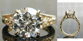Beth's golden vintage-Round carved lab diamond engagement ring semi-mount only(Exclusively to DovEggs Stones)
