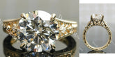 Beth's golden vintage-Round carved moissanite engagement ring| DovEggs