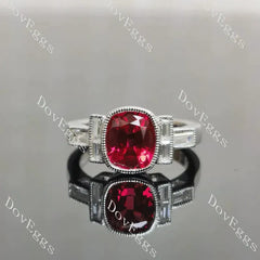 Vintage bezel milgrain side stones lab diamond engagement ring semi-mount only(Exclusively to DovEggs Stones)