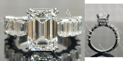 Emerald side stones moissanite engagement ring| DovEggs