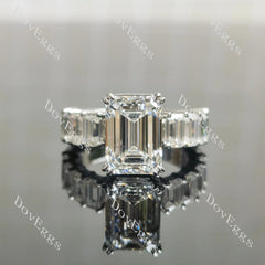 Emerald side stones moissanite engagement ring| DovEggs