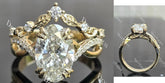 Oval vine & leaf pave moissanite engagement ring| DovEggs