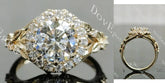 Beth's Leaves of Autumn-Round halo art deco lab diamond engagement ring semi-mount only(Exclusively to DovEggs Stones)