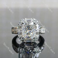 Halo art deco lab diamond engagement ring semi-mount only(Exclusively to DovEggs Stones)