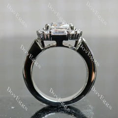 Halo art deco lab diamond engagement ring semi-mount only(Exclusively to DovEggs Stones)