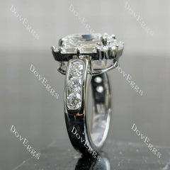 Halo art deco lab diamond engagement ring semi-mount only(Exclusively to DovEggs Stones)
