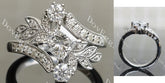 Floral art deco lab diamond engagement ring semi-mount only(Exclusively to DovEggs Stones)
