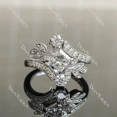 Floral art deco lab diamond engagement ring semi-mount only(Exclusively to DovEggs Stones)