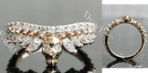 Gothic skull crown marquise round moissanite wedding band-1.8mm band width| Doveggs