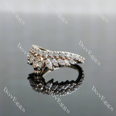 Gothic skull crown marquise round moissanite wedding band-1.8mm band width| Doveggs