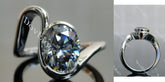Oval twist bezel solitaire grey moissanite engagement ring| DovEggs