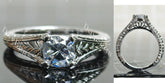 Cushion carved solitaire stardust grey moissanite engagement ring| DovEggs