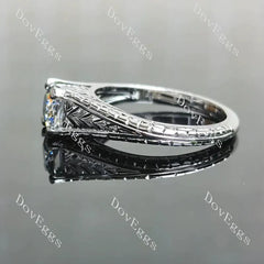 Solitaire carved lab diamond engagement ring semi-mount only(Exclusively to DovEggs Stones)