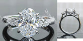 Side stones hidden halo lab diamond engagement ring semi-mount only(Exclusively to DovEggs Stones)