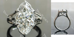 Marquise split shanks vintage moissanite engagement ring| DovEggs