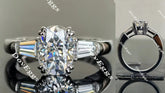 Oval three stones moissanite engagement ring| Doveggs