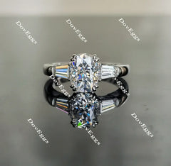Oval three stones moissanite engagement ring| Doveggs