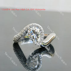 Doveggs pear pave bezel moissanite engagement ring
