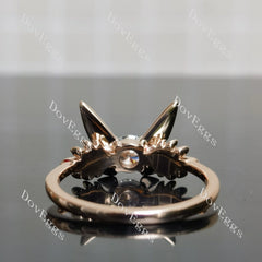 Doveggs Round Pave Fairy Solitaire Lab Grown Diamond Engagement Ring