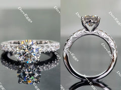 Doveggs round half eternity pave moissanite engagement ring