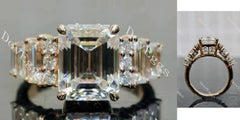 Beth's forever emeralds pave side stones moissanite engagement ring