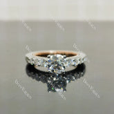 (size 4.5) Doveggs sterling silver with plated rose gold 1ct round moissanite engagement ring