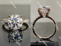 Doveggs round eternity pave moissanite engagement ring