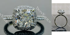 Doveggs Cushion Halo Eternity Lab Grown Diamond Engagement Ring