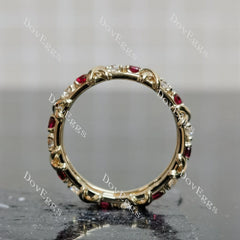 Doveggs round eternity moissanite/lab grown diamond and colored gem wedding band-6.8mm band width