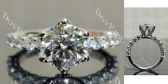 Doveggs Round Pave Half Eternity Lab Grown Diamond Engagement Ring