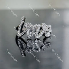 Amore round letters pave moissanite/lab grown diamond wedding band-2.0mm band width