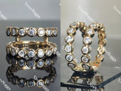 Doveggs round bezel setting moissanite/lab diamond enhancer/wedding band-9mm band width