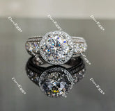 Doveggs round halo moissanite engagement ring