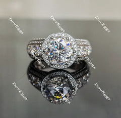 Doveggs round halo moissanite engagement ring