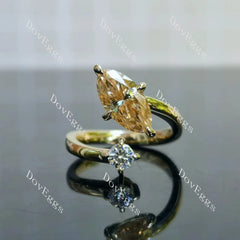 Doveggs Marquise Modified H&A cut pave colored moissanite engagement ring