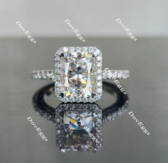 Doveggs pave halo radiant moissanite engagement ring