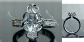Doveggs Marquise Step cut half eternity pave moissanite engagement ring
