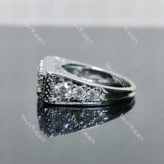 (size 6.5) Doveggs sterling silver round three stones moissanite ring