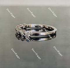 Doveggs round seven stone moissanite/lab grown diamond wedding band-2.0mm band width