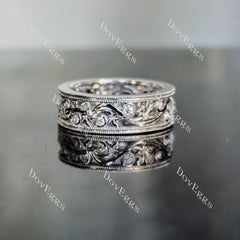 Doveggs round full eternity vintage moissanite/lab grown diamond wedding band-6.5mm band width