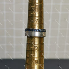 (size 7.5-7.75) Doveggs 1.56ctw blue sapphire sterling silver wedding band
